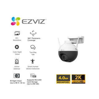 EZVIZ รุ่น C8W (4MP) กล้องวงจรปิด Wi-Fi สำหรับภายนอก ชัดระดับ 2K 4 ล้านพิกเซล แบบแพนและเอียง สนทนาโต้ตอบได้ ภาพสี 24 ชม.