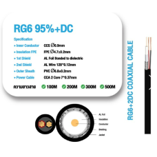 สายสัญญาณ Coaxial cable RG6+Power Shield 95% black 100M